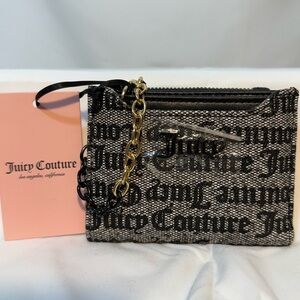 Juicy Couture Black & Beige Logo Gold/Black Chain Wallet, Card Holder/Zipper